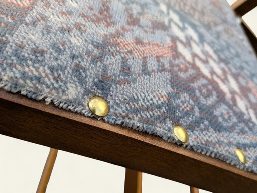 Poggiapiedi vintage degli anni '80 - poggiapiedi regolabile in altezza con rivestimento in tessuto fantasia