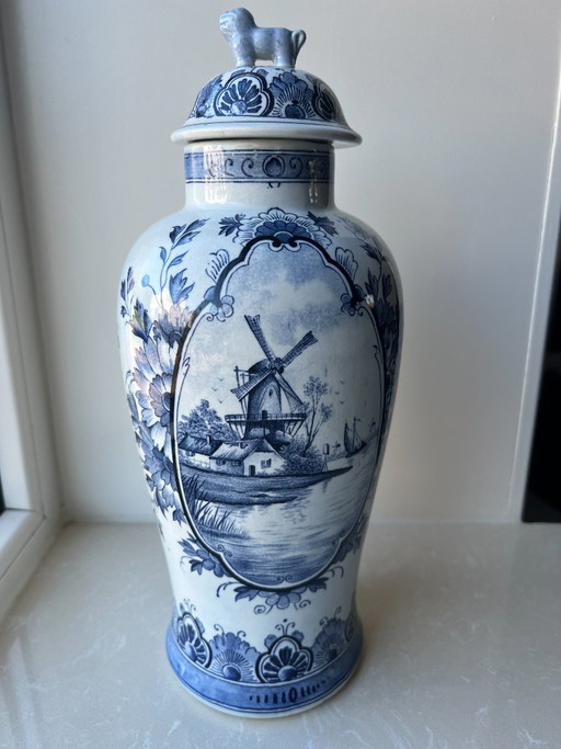 Delft Blue Lidded Vase