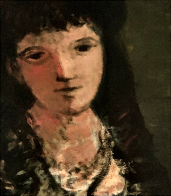 Image 1 of Portrait Woman with Hat Oil Painting signed French Expressionist Sylvain Vigny