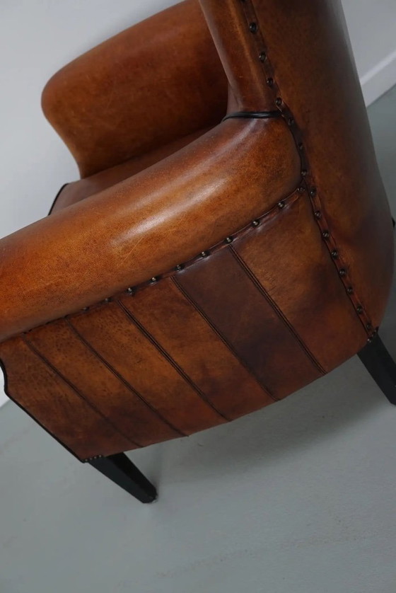 Image 1 of Vintage Nederlandse leren clubfauteuil in cognackleur