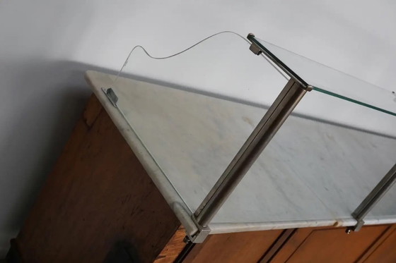 Image 1 of Gran mostrador antiguo Art Déco de chocolate alemán de roble y mármol, década de 1920