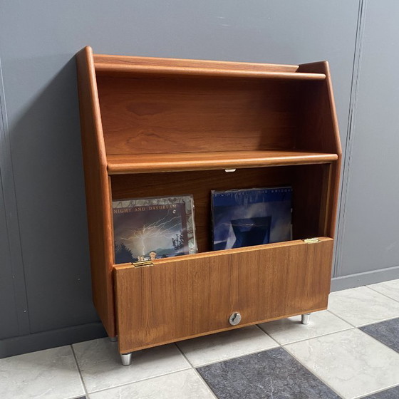Image 1 of Teak tall sideboard on lucite legs 1960s