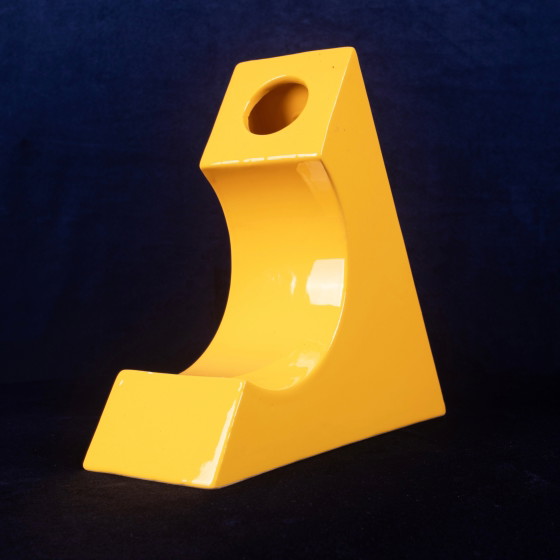 Vaso Scultoreo Italiano Giallo in Ceramica Smaltata Space Age, Anni '70 – Vasi (photo 17 of 21)
