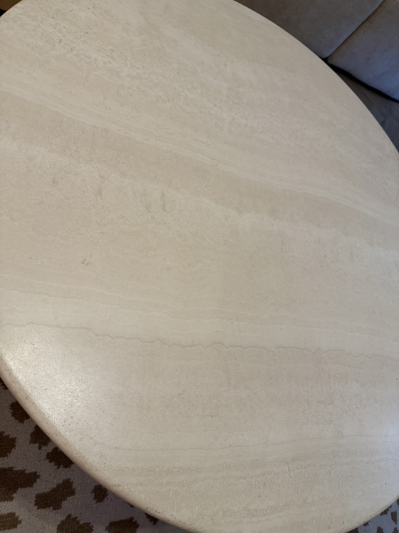 Image 1 of Round travertine coffee table