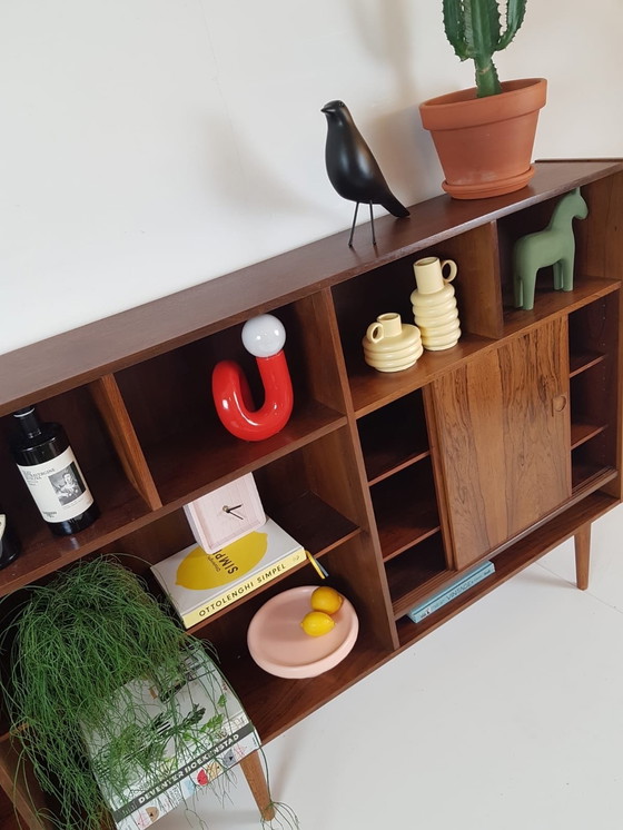 Image 1 of vintage Deense wandkast | vakkenkast palissander hout