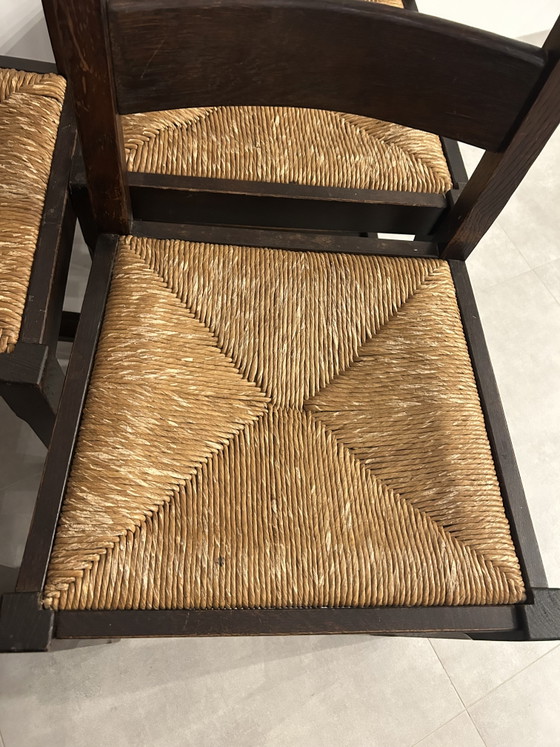 Image 1 of 4x Brutalistische ladderback stoelen