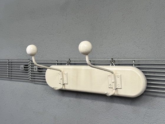 Image 1 of Mid-century white coat rack with spherical hooks