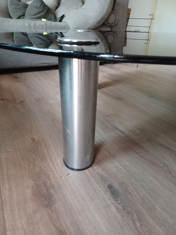 Marcuso Round Coffee Table / Lounge Table – Marco zanuso, polished steel, Glass (photo 3 of 6)