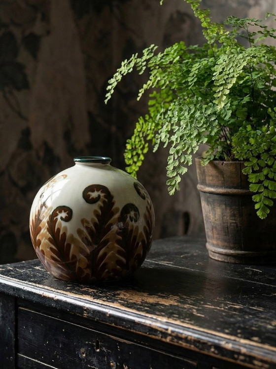 Image 1 of Small Tharaud Limoges porcelain ball vase circa 1920-1940