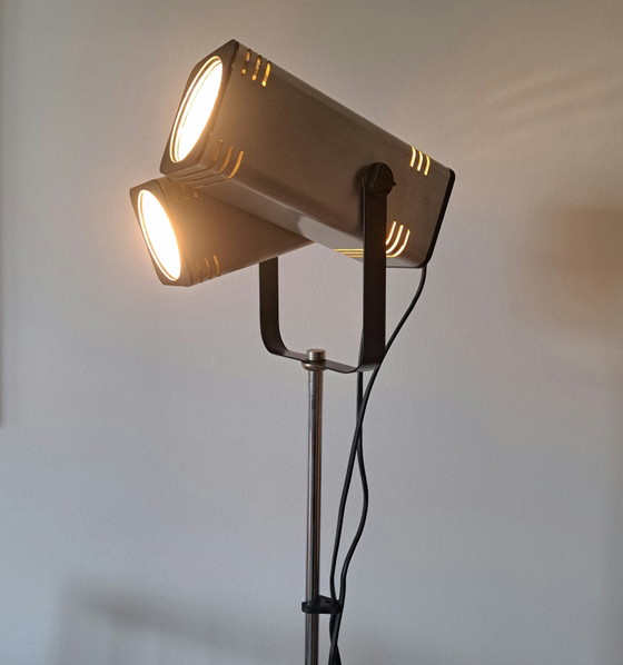 Lampadaire vintage Space Age à double spot – Style FASE Madrid – Argent – Metal, Plastic (photo 7 of 8)