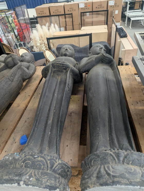 150 Cm Hoog 5 X Boeddha Beelden Van Gietsteen – Beeldhouwkunst, Stone (photo 2 of 8)
