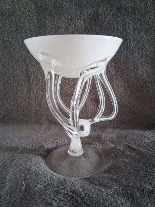 Józefina (Krosno, Polen) Art Glass kelkje, wit-helder
