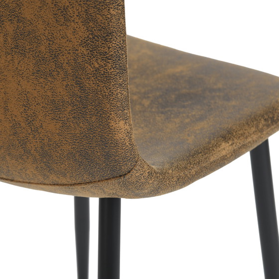 Image 1 of 4x Urban Meuble Manger Chaises Vintage Marron Suède Pied Noir