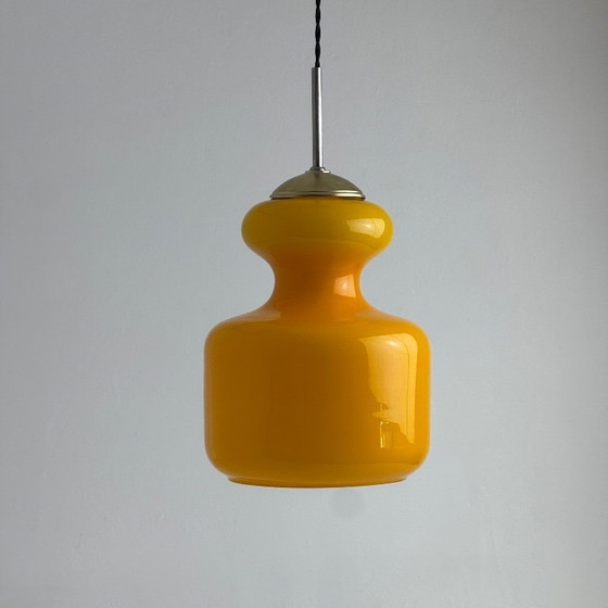 Image 1 of Vintage 1970s Orange Opaline Pendant Light