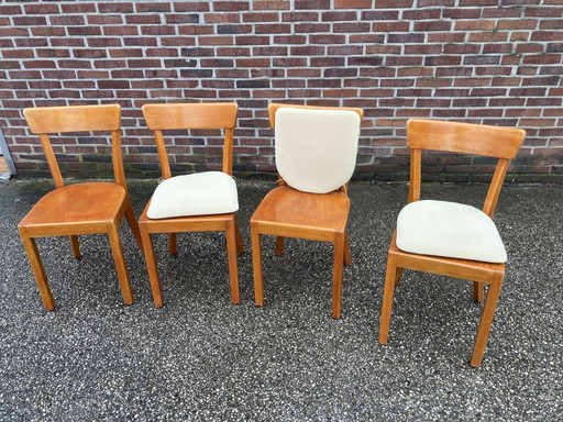 14 sedie Frankfurter anni '50-'60 – eetkamerstoelen, Textile, Wood
