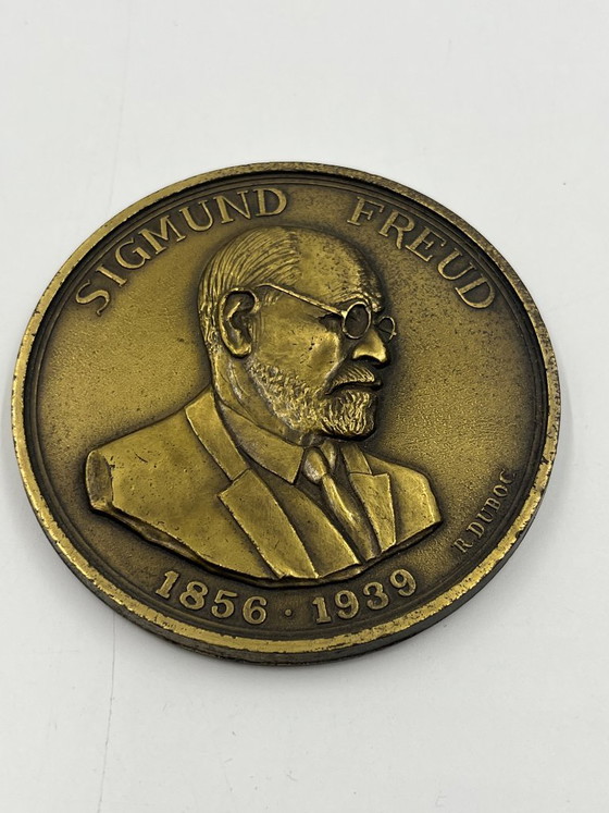 Medaglia Commemorativa Sigmund Freud di R. Duboc, Robert Laffont, Oggetti decorativi, Bronzo, Dorato, Vintage (foto 2 di 6)