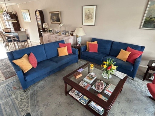 Leolux 2x2,5 bank blauw Alcantare van €6.000-> €450!