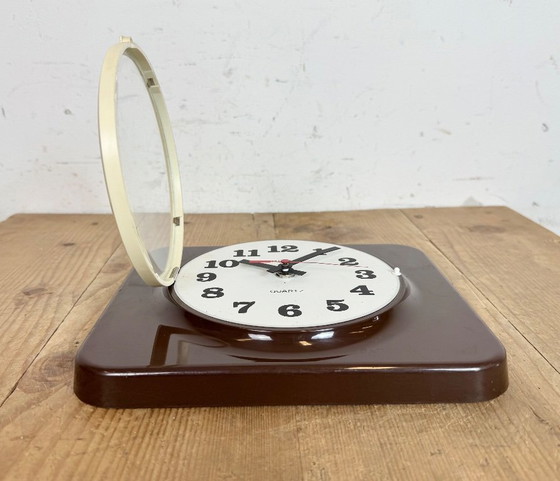 Image 1 of Vintage Brown Plastic Wall Clock from Prim, 1970s