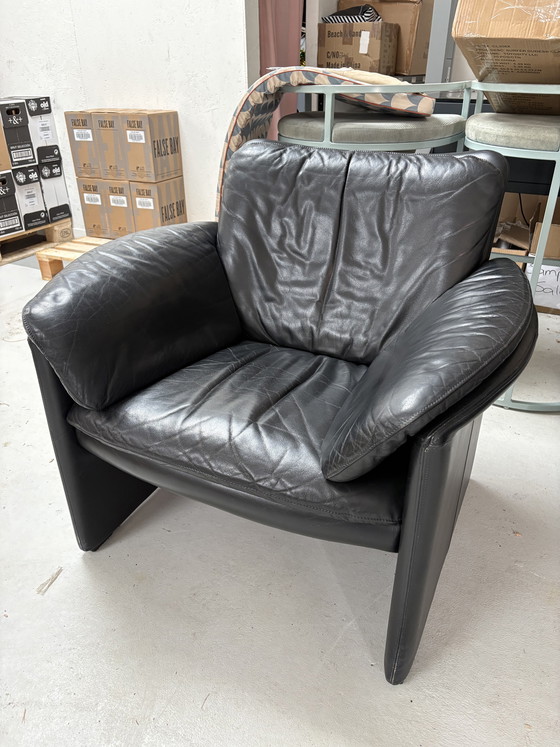 Image 1 of Leolux design sofa + armchair – black leather