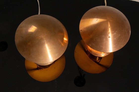 Image 1 of Table Lamps, Mid Century Copper Mushroom Shape, Vladimír Havel Kovona, 1960s, Czechoslovakia - Pair of 2