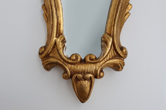 Image 1 of Franse 20e-eeuwse spiegel in barokstijl met vergulde kuif