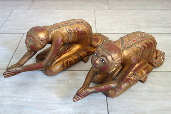 Image 1 of Statue of a Burmese Buddhist monk in prayer, 19th century #2