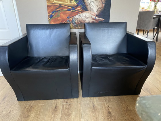 Image 1 of 2 poltrone elementari in pelle di Jean Nouvel Ligne Roset 1991