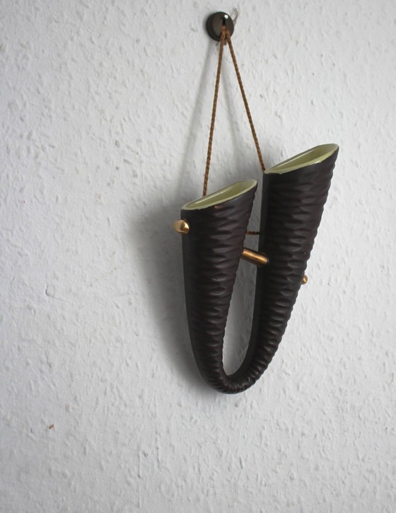 Image 1 of Unusual vintage wall vase, double vase, ceramic from the 1970s