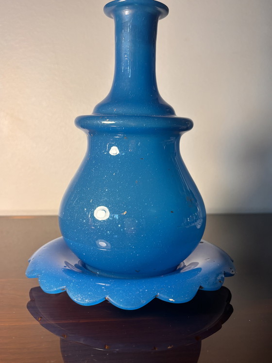 Image 1 of Blue flag carafe Opaline de Bercy