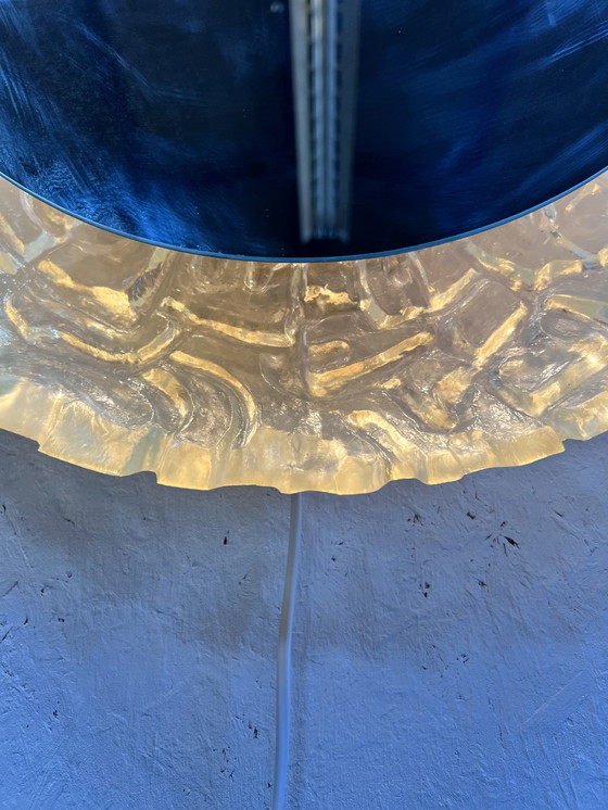 Image 1 of Large Oval Vintage 'Iceglass' Mirror, Hillebrand, Germany 1970's
