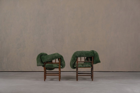 Image 1 of Sedie Bobbin vintage, reinterpretate da Corina Olaru, Olanda, anni '30, set da 2