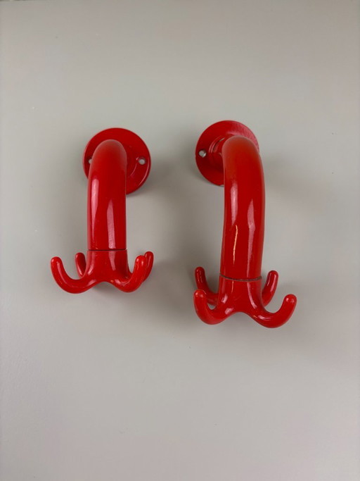 Set di ganci portasciugamani vintage rossi – IKEA Periskop – anni '80