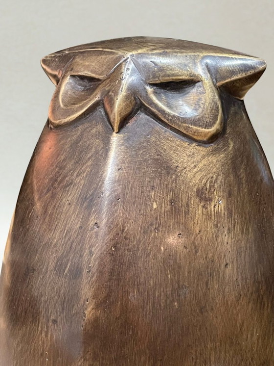Image 1 of Bronzeskulptur – Stilisierte Eule – Modernistisches Design – 24 cm