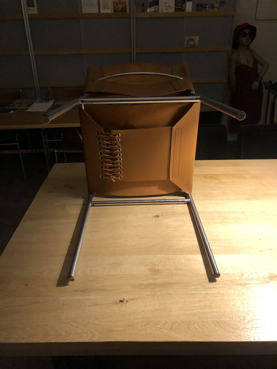 Image 1 of 4 Martin Visser chairs with saddle leather and matching table