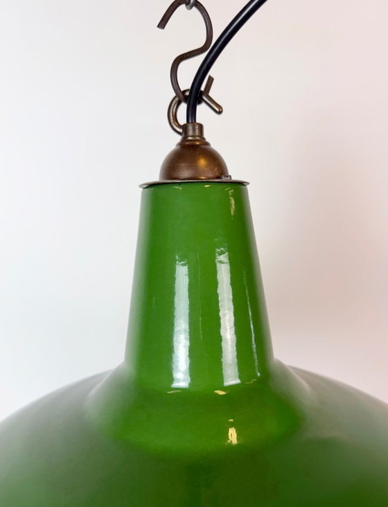 Lámpara colgante industrial de esmalte verde de Jackson Electrical Co., década de 1960 – Lámparas colgantes (photo 4 of 18)