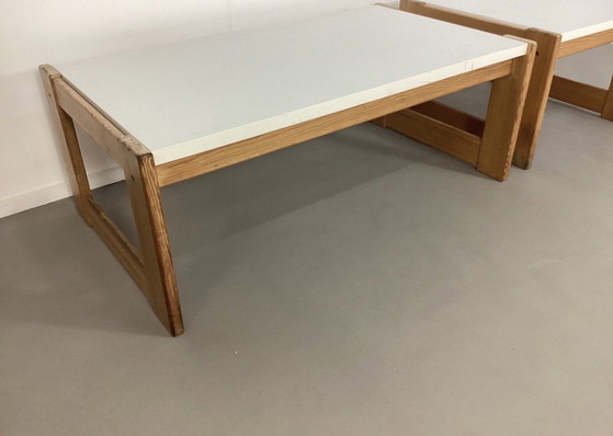Image 1 of Vintage Coffeetable Pinewood with white melamine top. Design Yngve Ekström for Swedese.