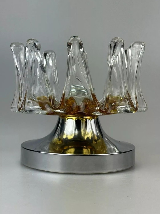 Image 1 of Lámpara de pared de los años 60 y 70, aplique de pared de metal y cristal de Murano, diseño de la era espacial