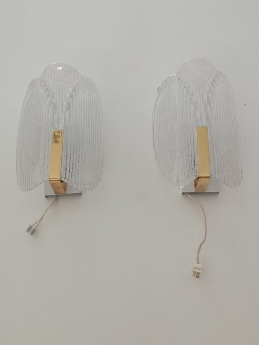 Pair of wall lights by Carl Fagerlund for Orrefors, 1970s – wandlampen, Murano Glass (photo 2 of 13)