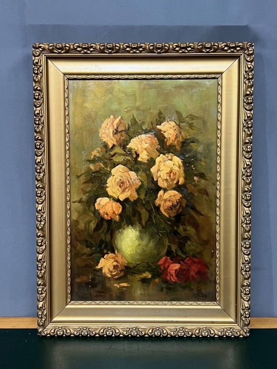 Jacques Maes ( ). Still life signed "Roses". Oil on canvas. – Paintings & Drawings (photo 2 of 10)
