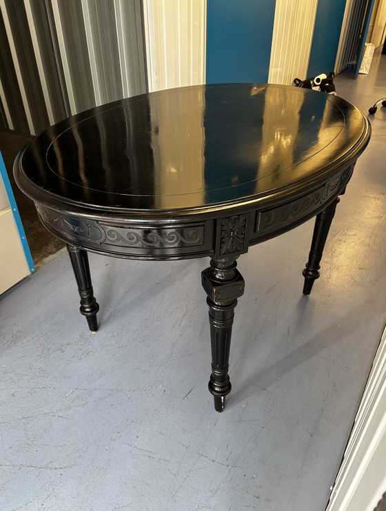 Image 1 of Antique table, oval, black, H 73 x L 115 x W 83 cm
