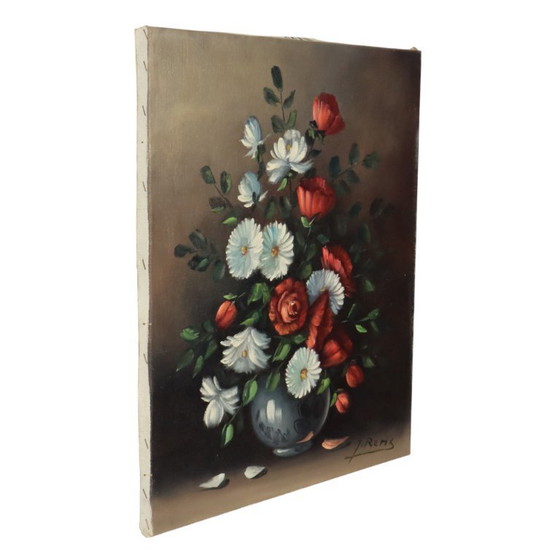 Image 1 of Nature morte de fleurs, tableau 60x50cm