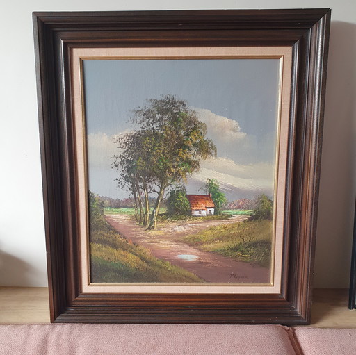 Oil painting landscape – P. Reynaerts – 69 × 79 cm