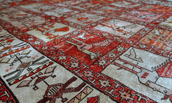 Image 1 of Handmade vintage Persian Sumak silk kilim 4.1' x 6' (125cm x 183cm) 1960s - 1C483