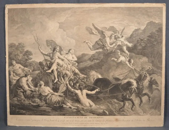 Grabado del siglo XVIII tardío según Charles De La Fosse, de Louis-Simon Lempereur, El Rapto de Proserpina (photo 2 of 11)