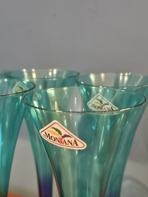 Image 1 of High Crystal Champagne Blue Purple Green Vintage