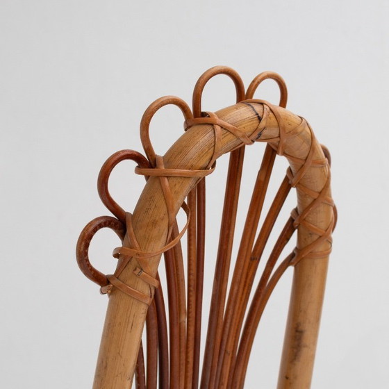 Image 1 of 2 sillas italianas de bambú y ratán con respaldo alto, estilo moderno de mediados de siglo, Italia, década de 1960