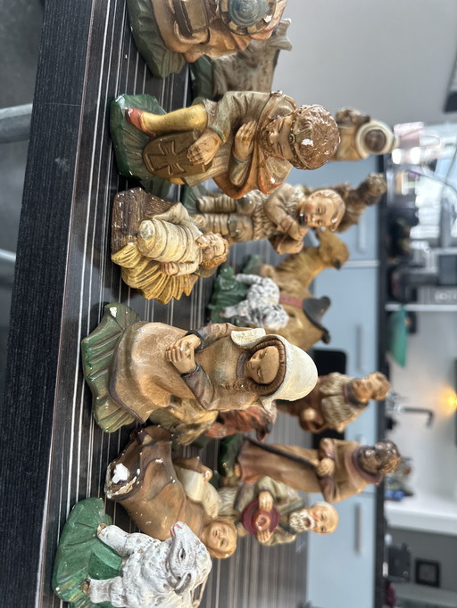 Vintage kerststalset beeldjes