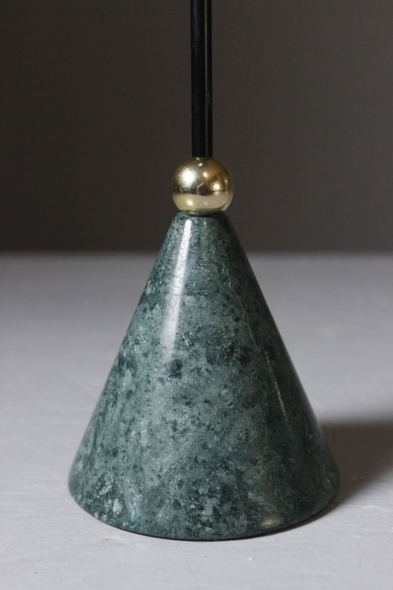 Image 1 of Vintage marble & brass candlestick, post-modernist Memphis design, 1980s