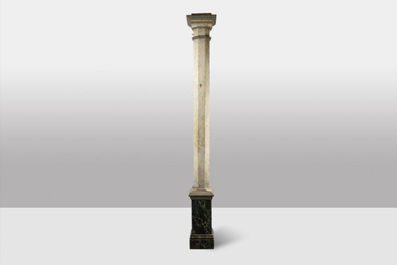Image 1 of Pair of columns in wood painted to imitate marble. 1880s.