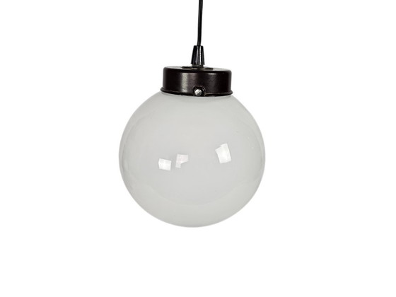 Image 1 of Gispen/Thabur style - pendant lamp - Bauhaus - opaline - Bakelite - 60s